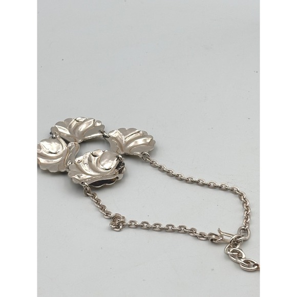 Vintage West Germany Silver Tone Shell Necklace Art Deco Style Unique - Picture 5 of 7